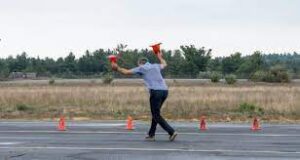 autocross course worker